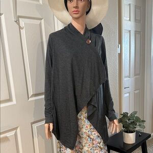 Bobeau Dark Gray Cardigan with Button Detail